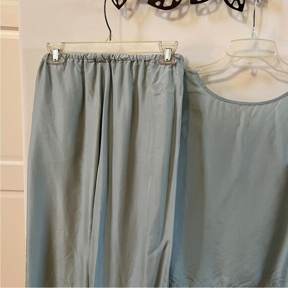 Go Silk Wide Leg and Tank Silk Pant Set in Blue S NWOT - Picture 7 of 13